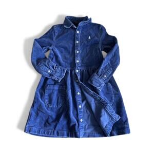 Polo Ralph Lauren girls Periwinkle blue Wide corduroy shirt dress Size 7
